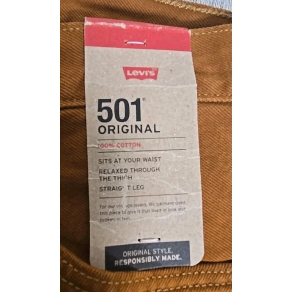 Levi's 501 Mens Jeans 33x30 Straight Leg Brown Sits at Waist Relaxed Thru Thigh